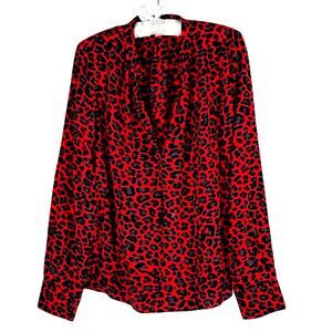 Zadig & Voltaire Red Leopard Print Blouse Size M